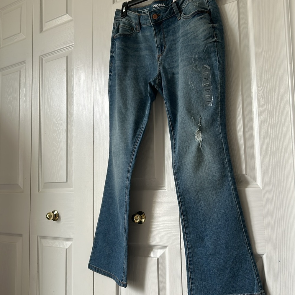 New Bootcut Distressed Blue Jeans ~ Petite - Size 12P